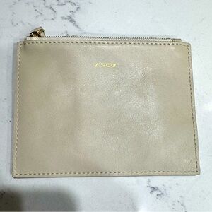 Vince leather two-tone zip pouch